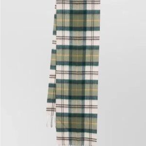 Barbour Green and Cream Plaid Scarf